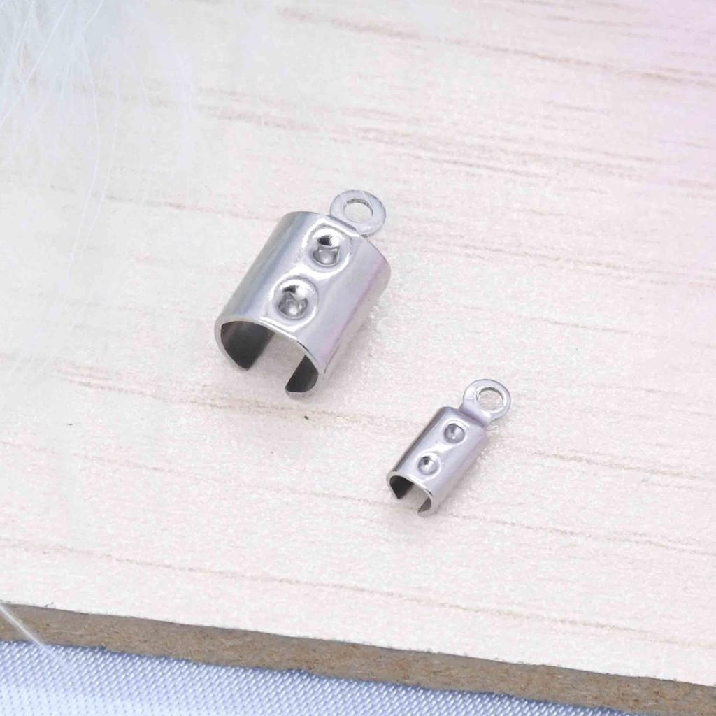 10pcs Round Edge Cord End Clip Stainless Steel Rope Clamps Jewelry Crafting Accessories Bracelet Necklace Connector