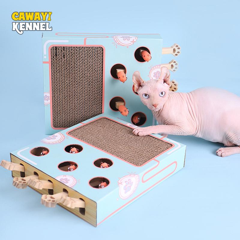 

CAWAYI KENNEL Игрушка для кошек Chase Hunt Mouse Cat Game Box 3 в 1 Когтеточка Забавная кошачья палка Cats Hit Gophers Интерактивная игрушка-лабиринт Дразнить