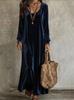 Elegant 2026 European & American Velvet Long-Sleeve Dress for Women