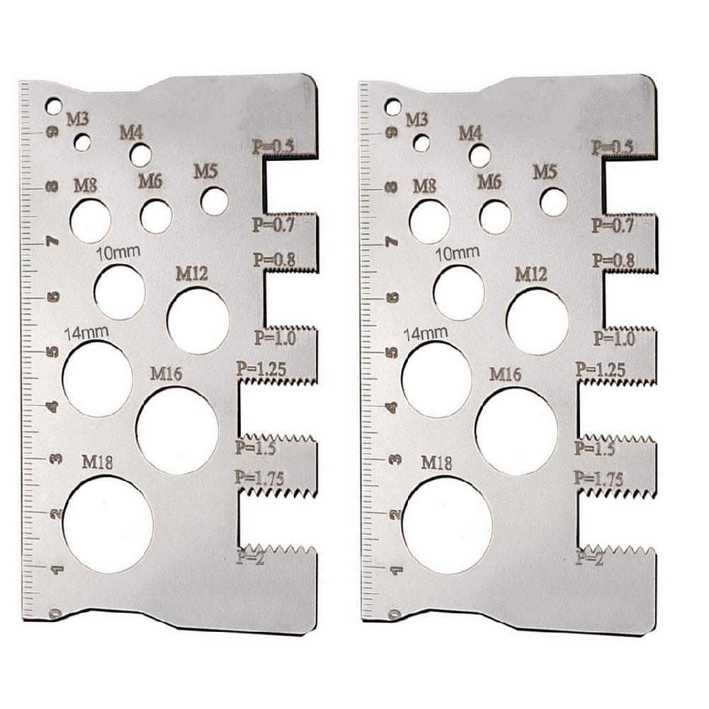 Multifunctional Screw Thread Pitch Gauge Ruler for Measuring Bolt Sizes and Pitches Crafted from Stainless Steel