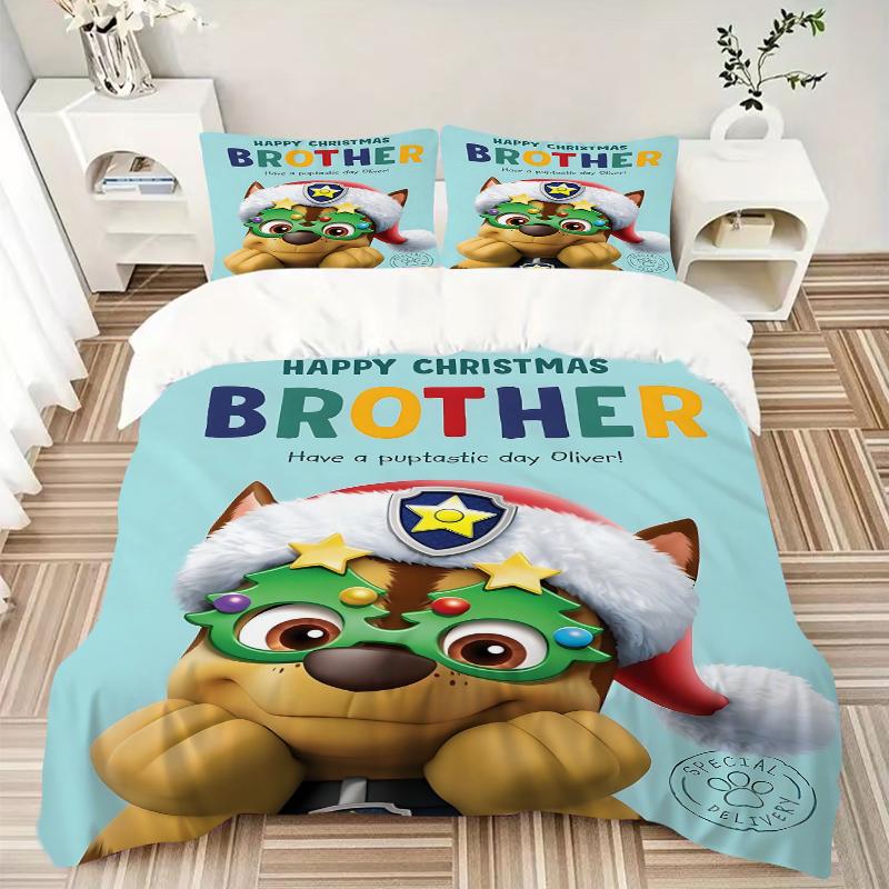3Pcs Christmas Brother Special Day Bedding Set Quilt Cover Pillowcase Home Christmas Halloween Gift 1 Duvet Cover 2 Pillowcase S1421