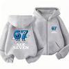 Kids Cartoon Six Seven 67 Character Graphic Zip Up Hoodie Loose Long Sleeve Hooded Jacket Trendy Street Outerwear For Boys Girls