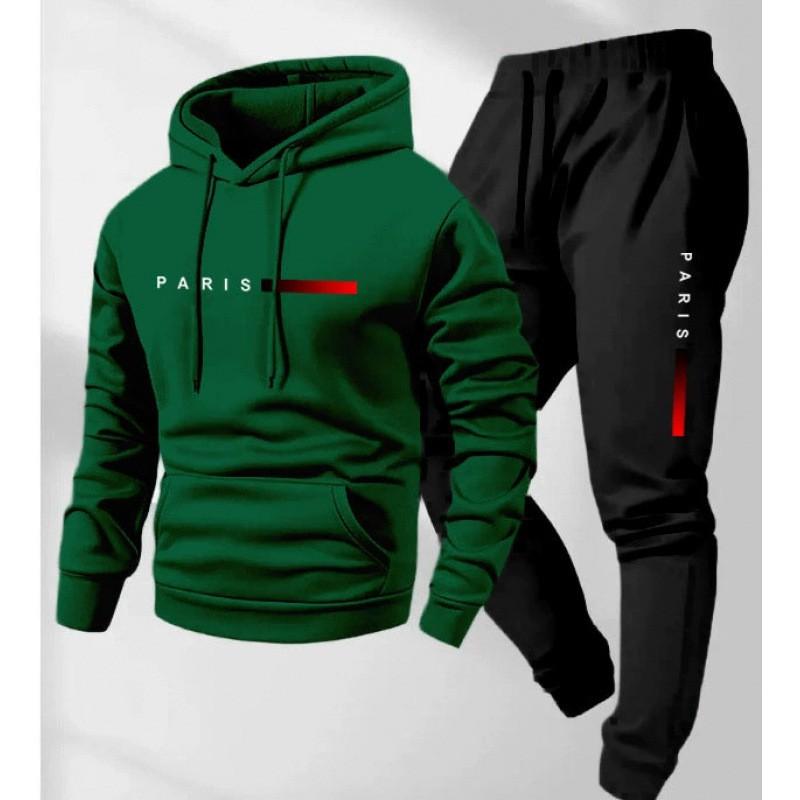 Mens Hooded Oversized Cotton Blend Sweatshirt Set Long Sleeve Top Pants Casual Sportwear
