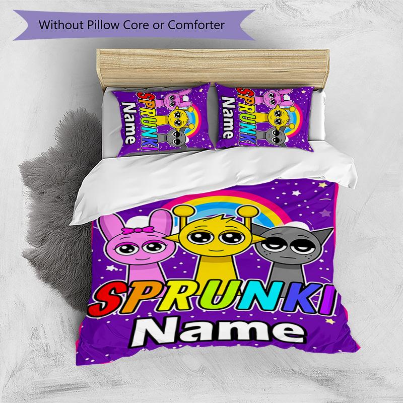 3pcs SPRUNKI5 Cover Set - Personalized Name, HD Printed Bedding with 1 Cover and 2 Pillowcases - Perfect for Home Decor, Easy Care