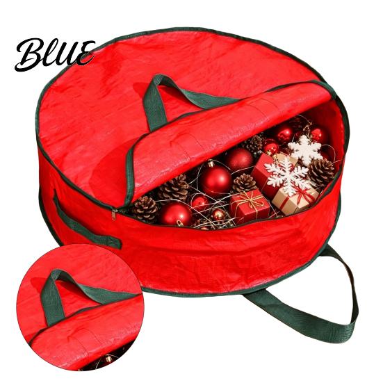 Large Opening Storage Organizer Round Garland Bag with Reinforced Handles Waterproof PE Fabric Durable Dustproof Organizer Zipper Closure