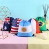 Pack Of 4 Durable Polyester Drawstring Bags With Tournament Flags Football Fan Gift For Party Favors And Sports Event