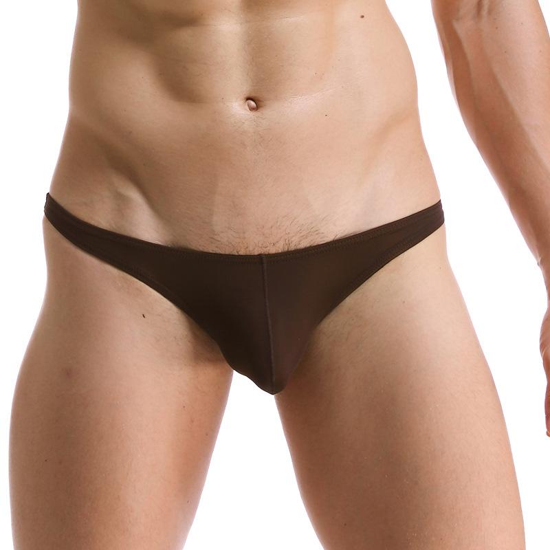 Pánské ledové hedvábné tanga trojúhelníkové šortky ultra tenké průhledné prodyšné sexy pohodlné