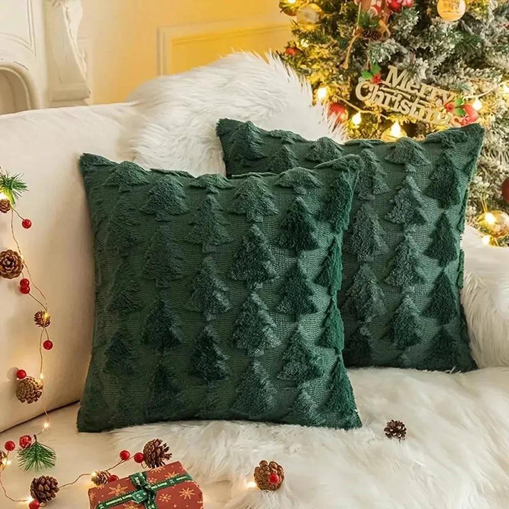 Fețe de pernă 45x45cm cu model de brad de Crăciun 2025 Decor Merry Christmas pentru casă Cadouri de Crăciun Decor de Anul Nou pentru canapea Navidad