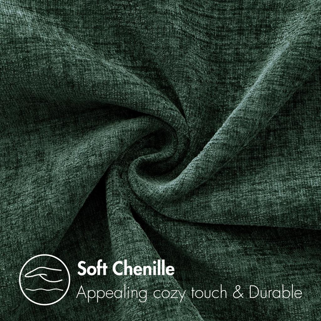 Chenille Kissenbezüge 45x45 cm Weich Dunkelgrün Dekorative Zierkissenbezüge Quadratische Kissenhüllen Unifarbene Kissenbezüge für Sofa