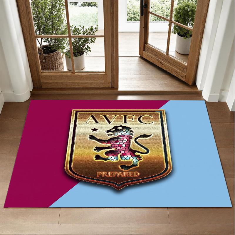 Aston Villa Futbol Tasarımlı Kristal Kadife Halı Yatak Odası Girişi İçin Yumuşak Dekoratif Mat