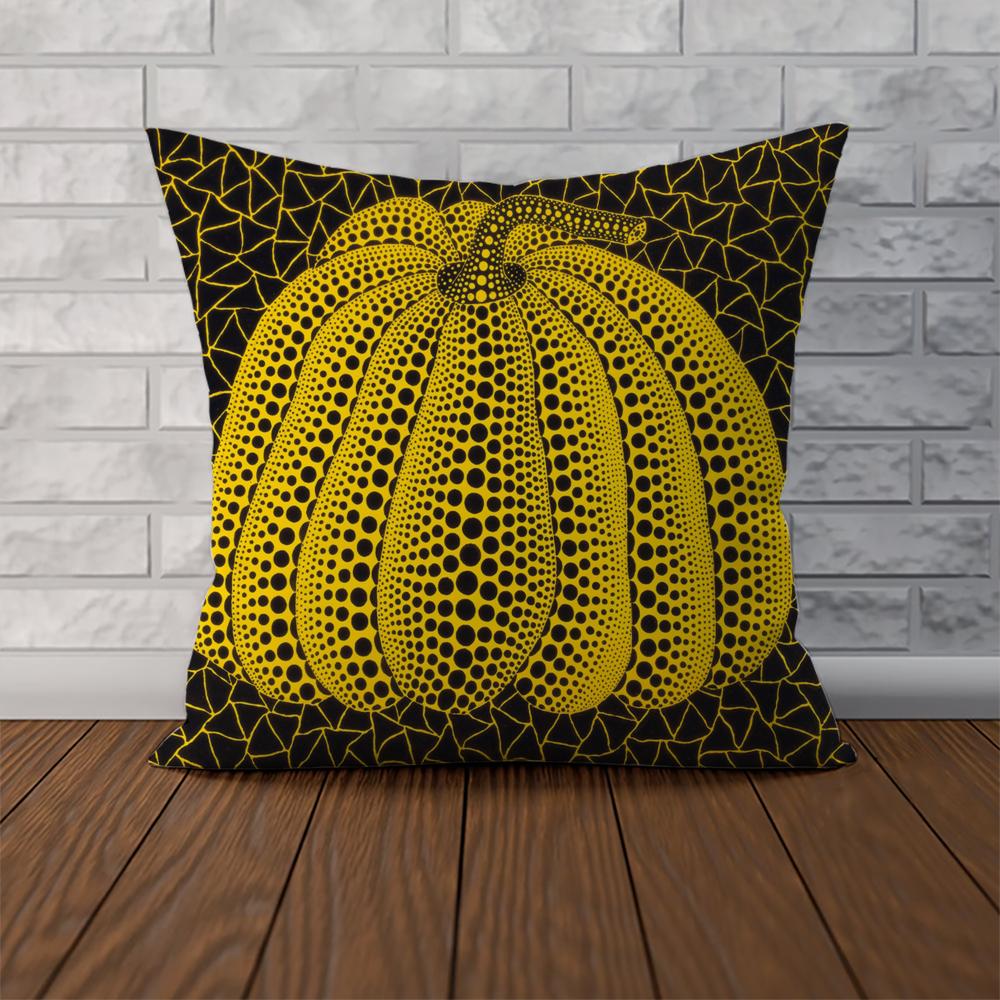 Yayoi Kusama Pumpkin Pillow Case For Car Sofa Decorative Home Doublesided Print Plush Square Throw Pillow Cushion Cover