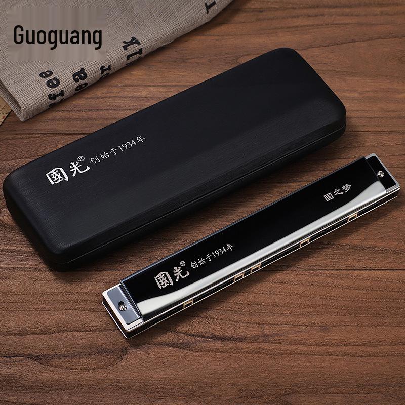 Guoguang 28-Hole C-Key Harmonica: Double Reed for Students & Beginners, Suitable for Professional Performances