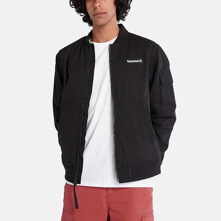 Timberland Solid Color Outdoor Casual Water-Resistant Lightweight Flight Cotton Jacket Men Jackets Black A6Q2D-001