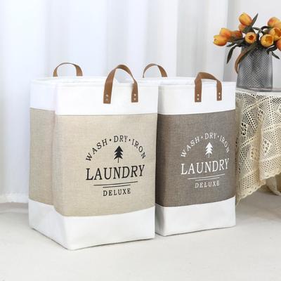 Linen Cotton Handheld Bag Home Clothes Organizer Dirty Laundry Tote Reusable Storage Bag for Household Clothing Organization