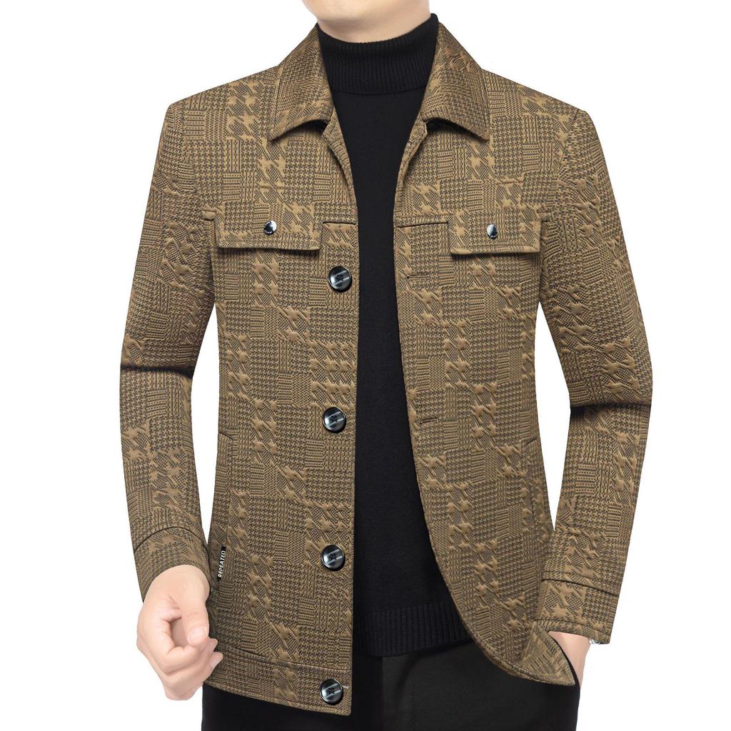 2025 Winter Solid Color Lapel Short Jacket for Men: New Business Casual Coat
