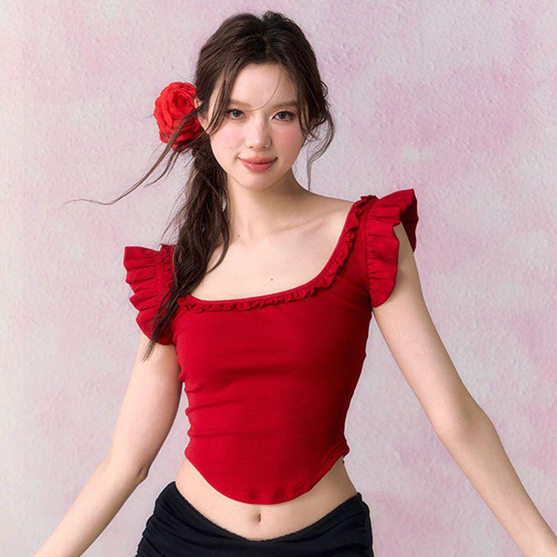 

Женские летние модные топы, сексуальный жилет без рукавов, хлопковый жилет без рукавов с бретелями, Клубная одежда, майка M красный