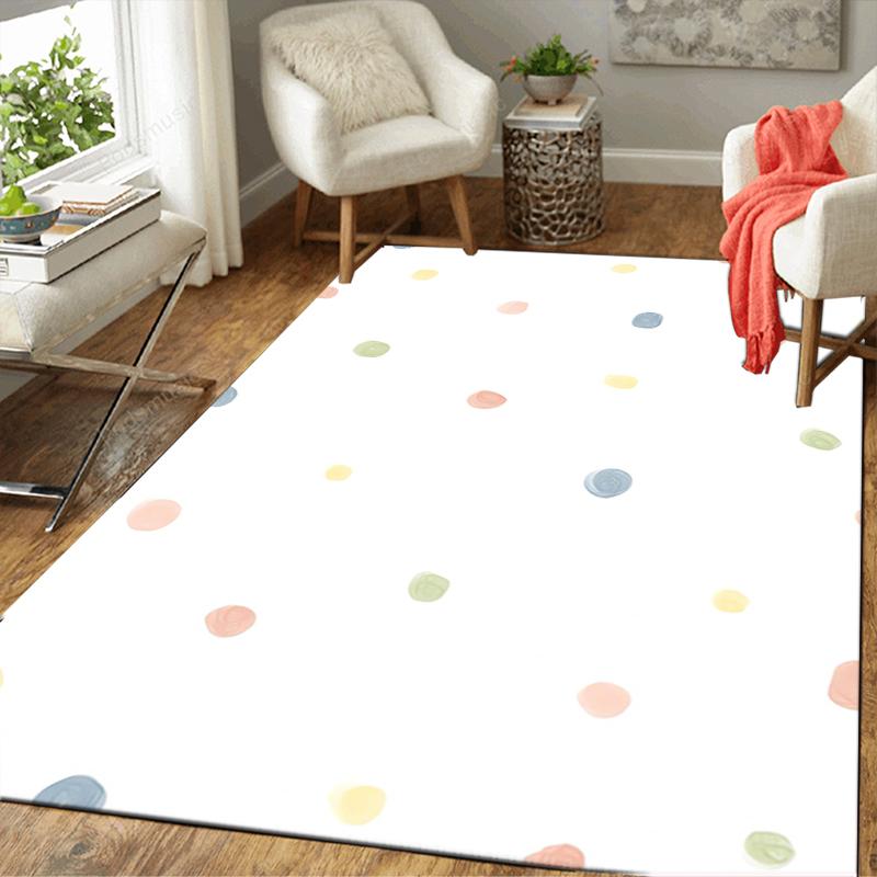 1Pc Colorful Dots Rug, Office Carpet Indoor Outdoor Doormat, Non-Slip Soft, Living Room, Christmas Halloween Gift. M928272