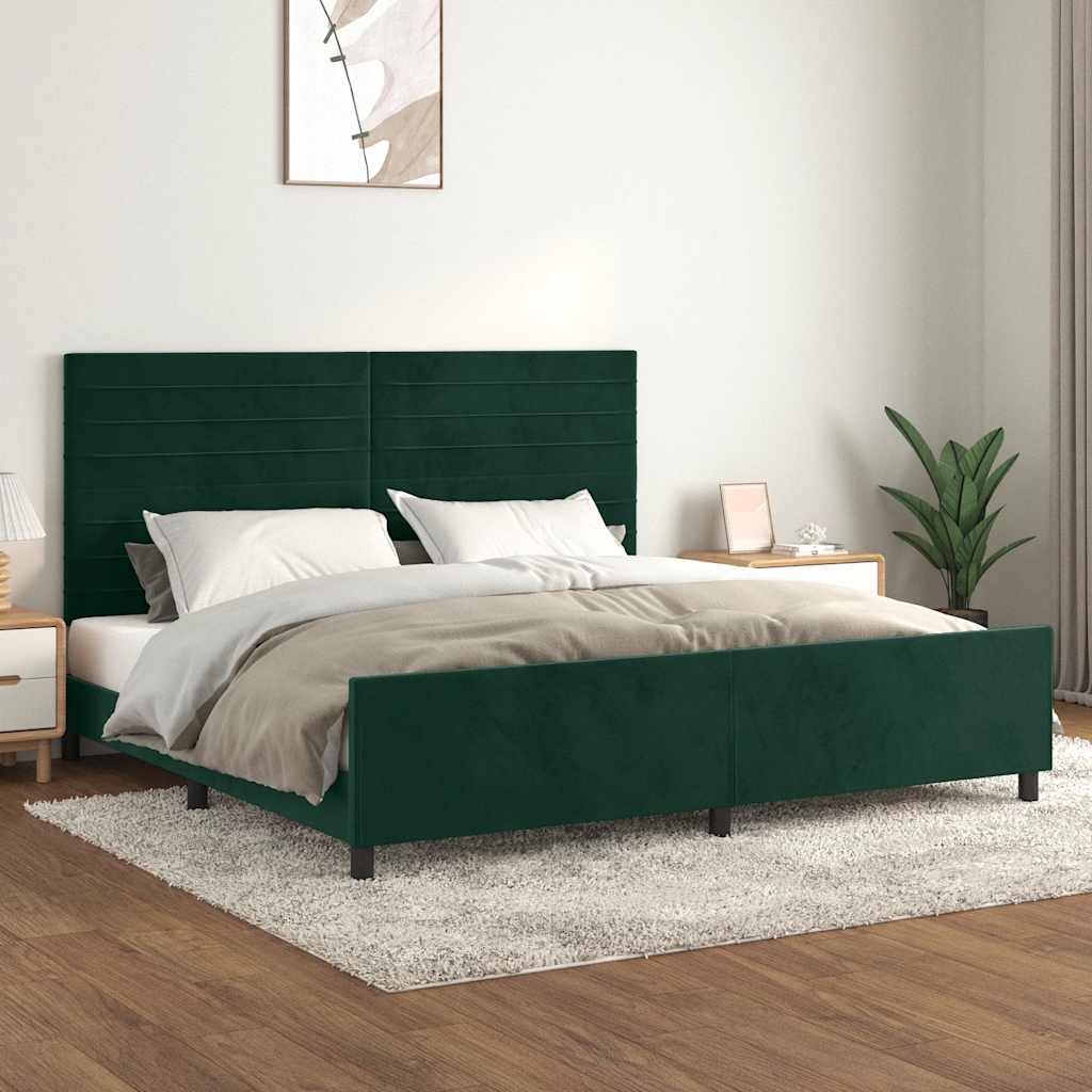 Bed Frame without Mattress Dark Green 200x200 cm Velvet