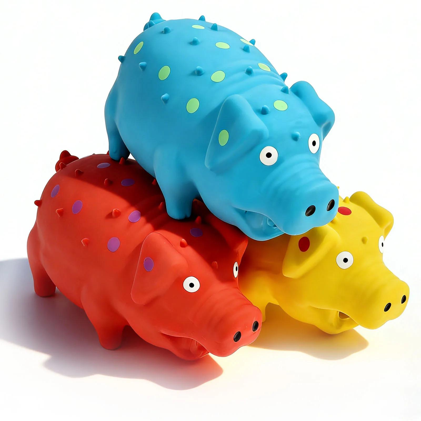 

3Pcs Squeaky Pig Dog Toy Rubber Puppy Chew Toy with Squeaker Interactive Grunting Pet Latex Pig Toy Pet Supplies for Playing