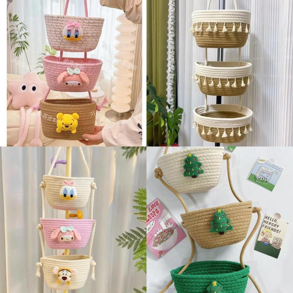 Wall Mounted Storage Basket With Cotton Weave For Dorm Room Organization And Household Use