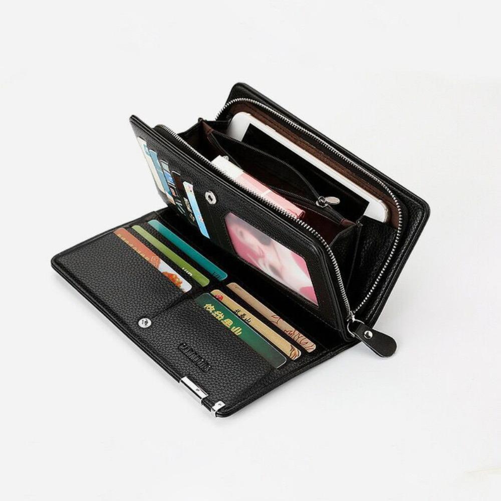 Men's Long Wallet Multi-card Slot Card Holder Business Wallet with Zipper Multi Functional PU Leather Coin Purse Man Gift