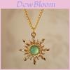 Gothic Gold And Light Green Sun Necklace And Earrings Set With Geometric Pendant For Party Wear