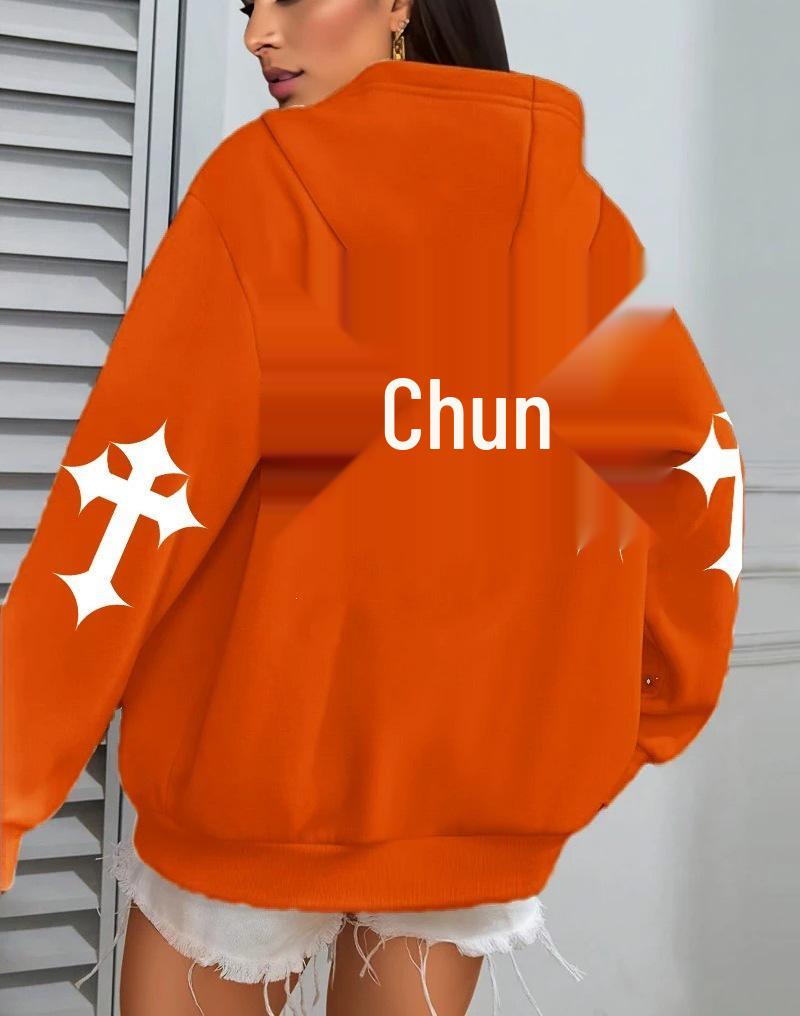 Women's Creative Faith Art Fleece Hoodie - Autumn Casual Loose Fit with Pockets