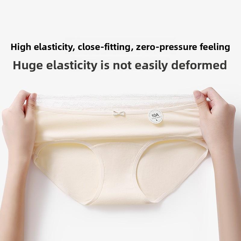 Lady Spring and Autumn Romantic Lace Stitching Pure Cotton 10A Antibacterial Crotch Skin Breathable Triangle Briefs