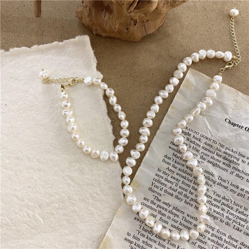 Freshwater pearl necklace, Baroque pearl necklace, Korean-style fashion necklace for women, popular among fashion bloggers and influencers, pearl