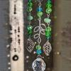 Leaf Pendant Crystal Suncatchers Artificial Plant Decoration Glass Beads Hanging Outdoor Indoor Space Home Office Decors