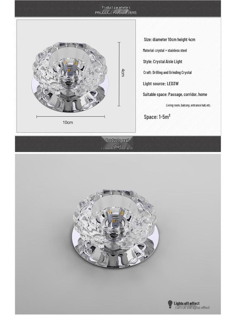 LED Křišťálové Stropní a Zapuštěné Bodové Světlo pro Chodby, Vstupy a Uličky