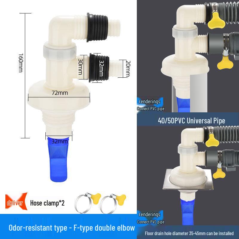 Odor-Proof Y-Shaped Drain Connector for Washing Machine and Basin