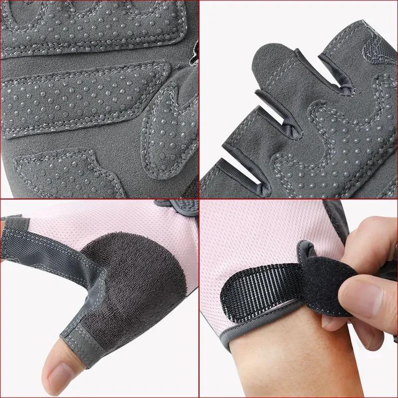 Anti-shock Athletics Gloves Cycling Anti-slip Half Finger Gloves Breathable Fitness Gloves Silicone Palm Hollow Back Gym Fitn Practical Use