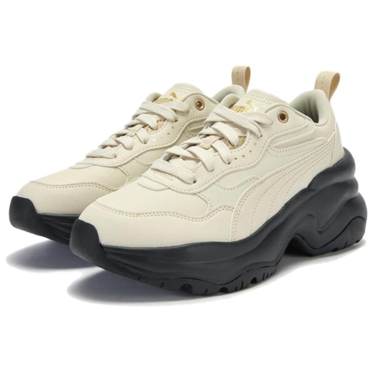 Puma Cilia Wedge Comfortable Versatile Height Increasing Low Top Dad Shoes Women Sneaker Off-White 393915-05