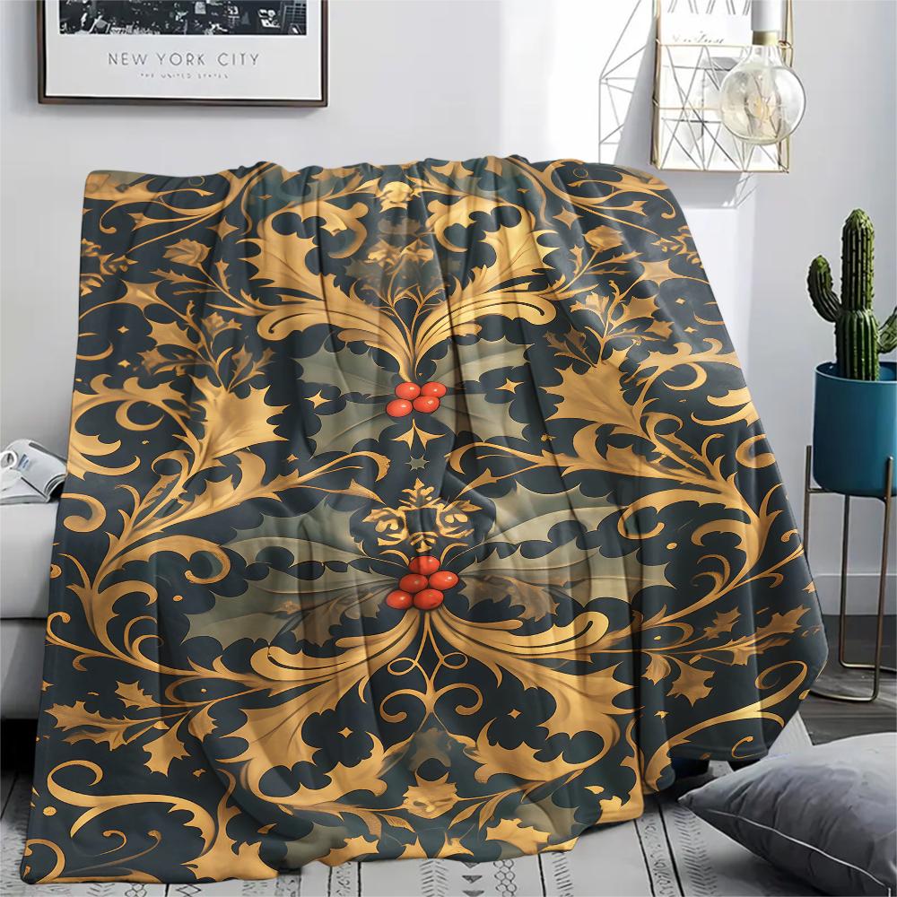 Couverture en flanelle imprimée avec des motifs vintage et magnifiques, Haute qualité, Confortable pour toutes les saisons, Décoration intérieure, Chaleur et confort, Parfait pour les cadeaux de Noël