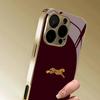 Gouden Luipaardpatroon Goud Metallic Verf Glazen Telefoonhoesje Voor iPhone 17 16 15 14 13 12 11 Pro Max 15 Plus 17 Air 16E Cover