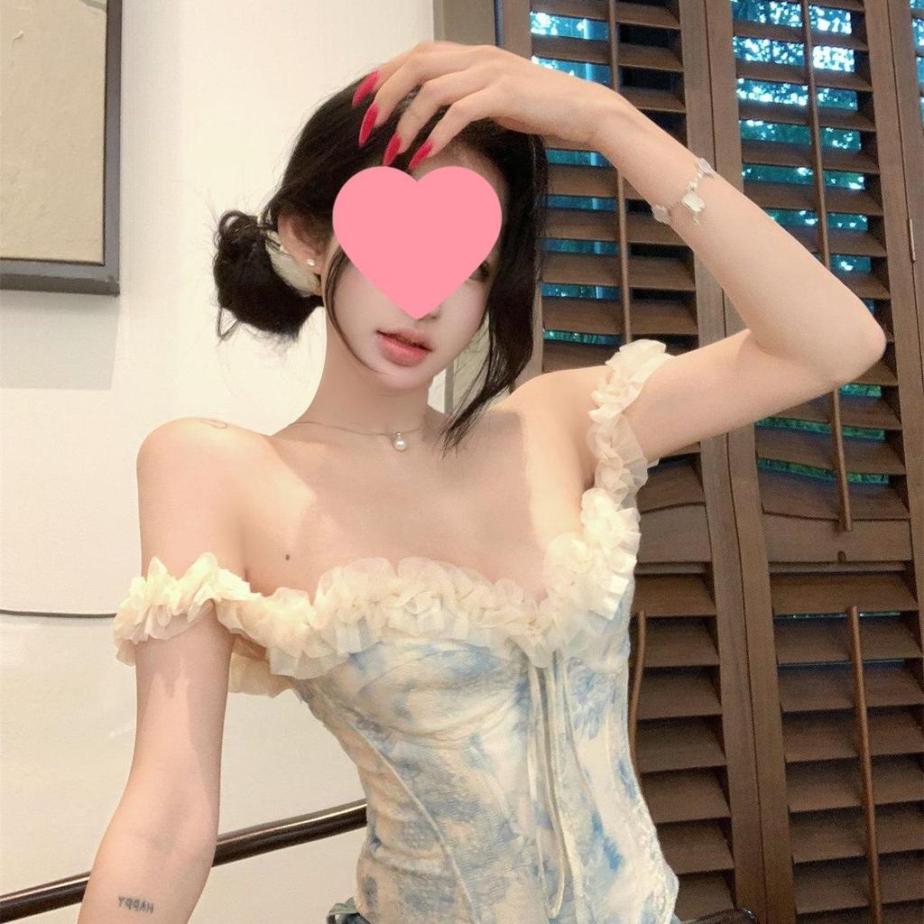 Women's Slim Fit Floral Off-Shoulder Bustier Top with Boning