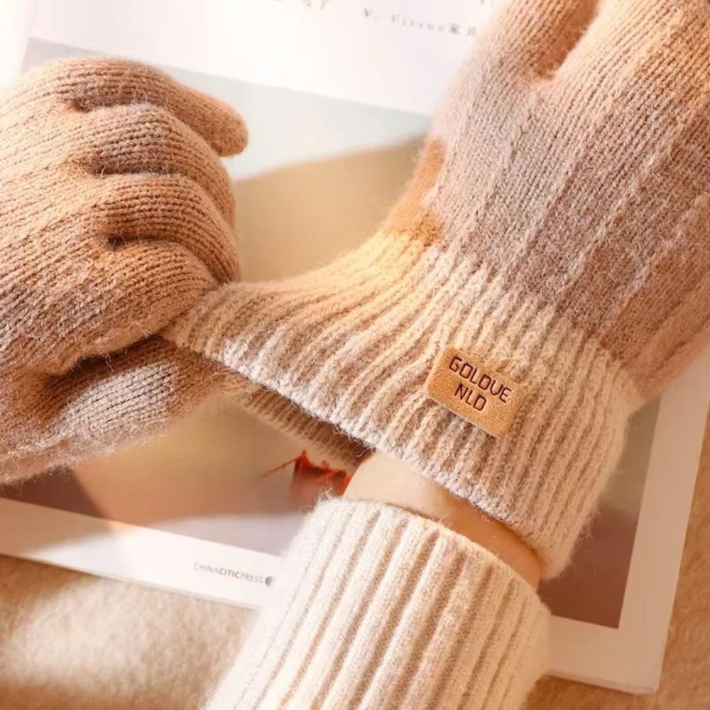 Cold Protection Winter Gloves Touchscreen Women Gloves Vintage Knitted Gloves  Outdoor Riding