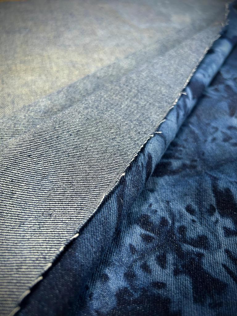 Unevenly Dyed Denim Cotton Unevenly Bleached Fabric for Denim Handmade Fabric, Thin, Fabric, Scraps, Dyed, Fabric, Crafts, Remakes, (Night Sky, 2m)