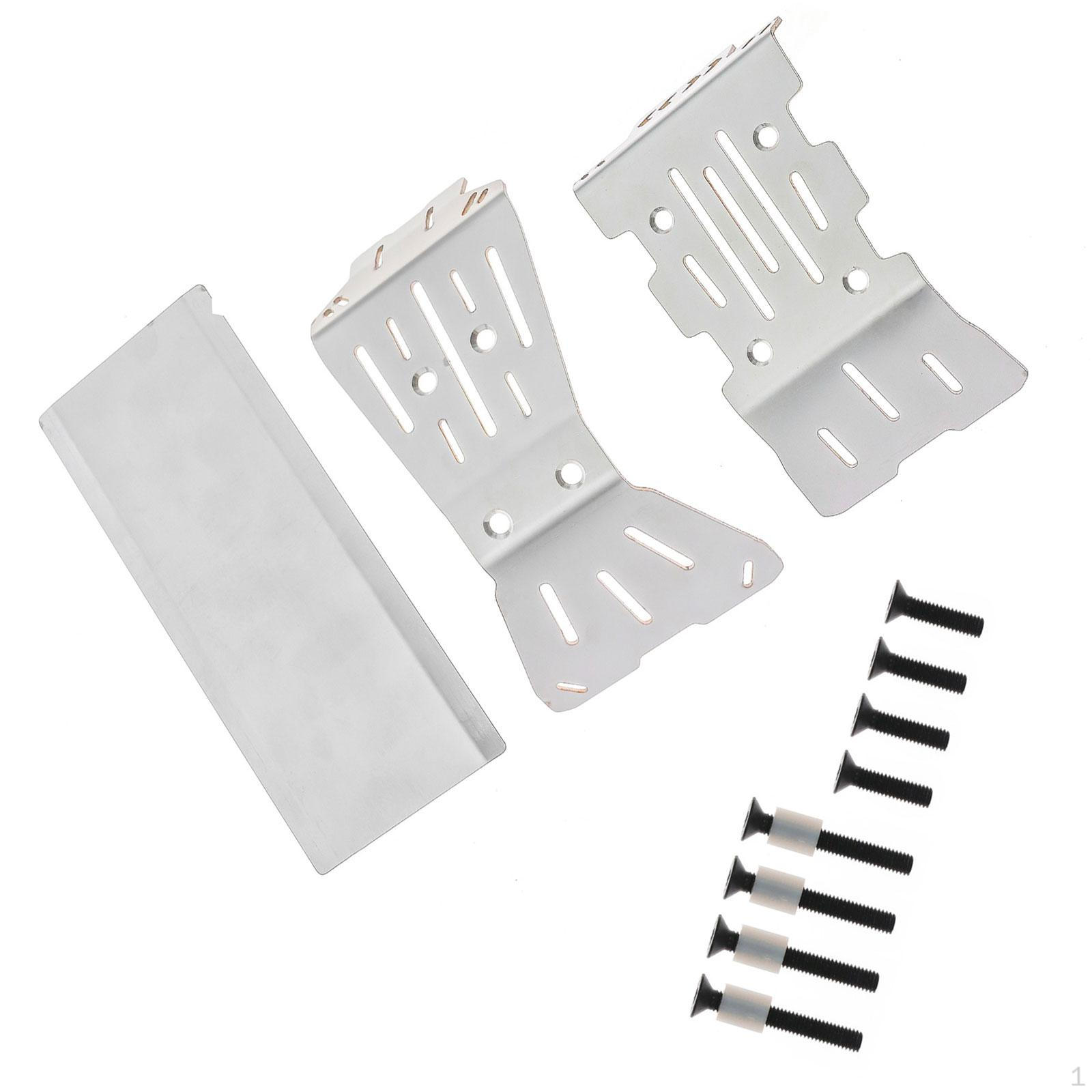 

3Pcs Underbody Guard Set Bolt on Replacement Stainless Steel for 1: 10 RC Vehicle Rugged Terrain