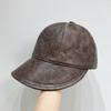 British Style Retro Fisherman Hat for Women Autumn and Winter PU Leather Versatile Duck Tongue Hat