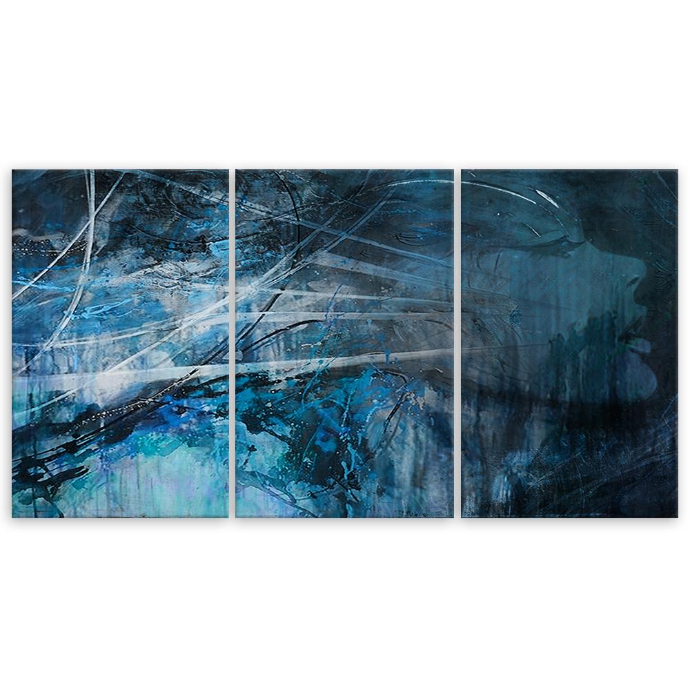 Třídílný obraz na plátně Female Blue