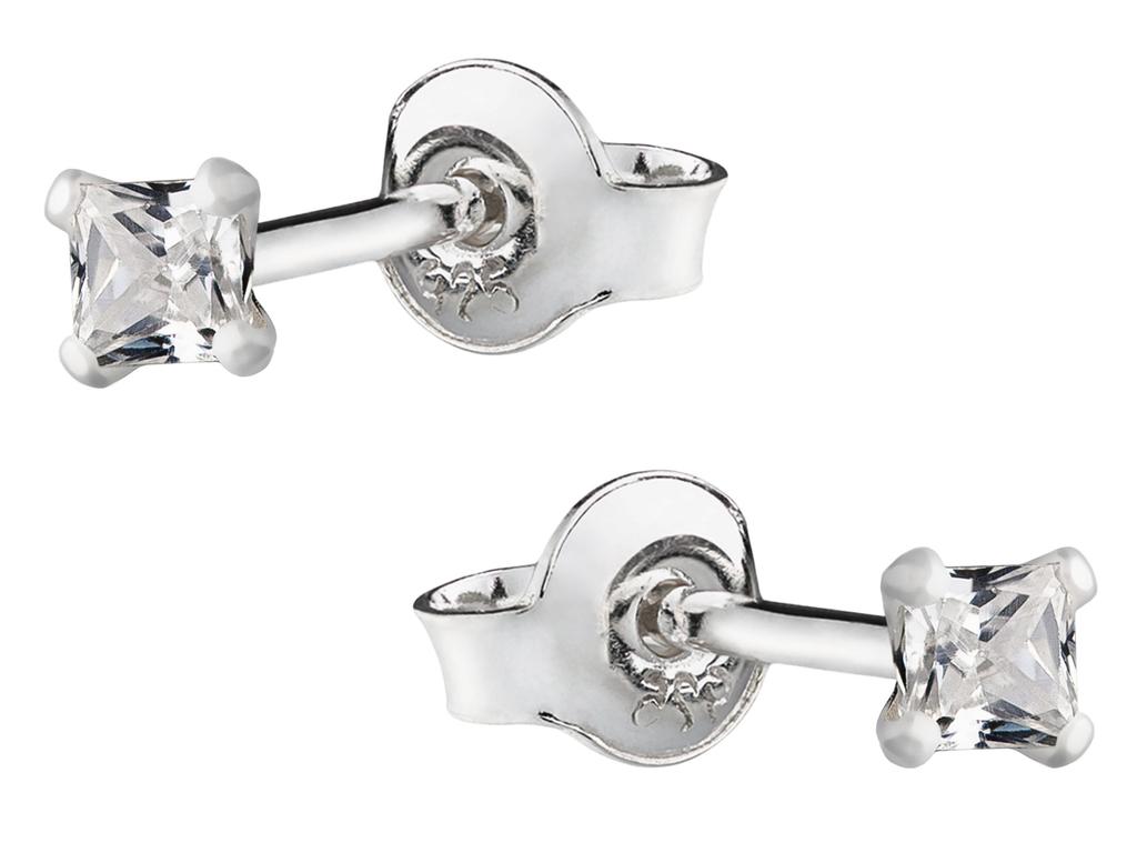 Silver Earrings with Cubic Zirconia Women' Studs Hoops 3mm Silver 925