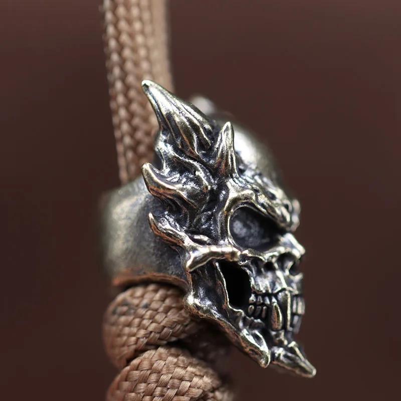 Punk Style Skull Head Brass Knife Bead EDC Outdoor DIY Paracord Woven Lanyard Pendants Bracelets Charms Jewelry Accessories Gift