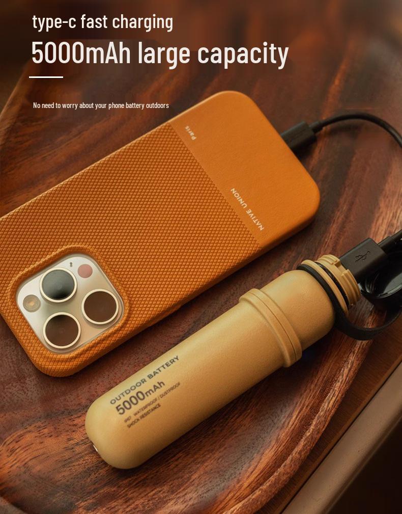 Retro Multifunctional Camping Flashlight: Portable, Long-Lasting Battery, Power Bank, Large Capacity for Outdoor Use