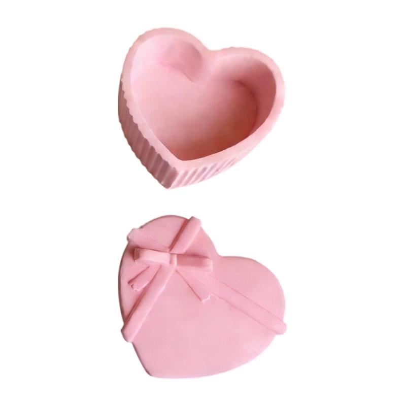 Heart Shape Silicone Mold Storage Box Moulds for Candle Cups and Decorative Storage Jars for Crafting and Gifting