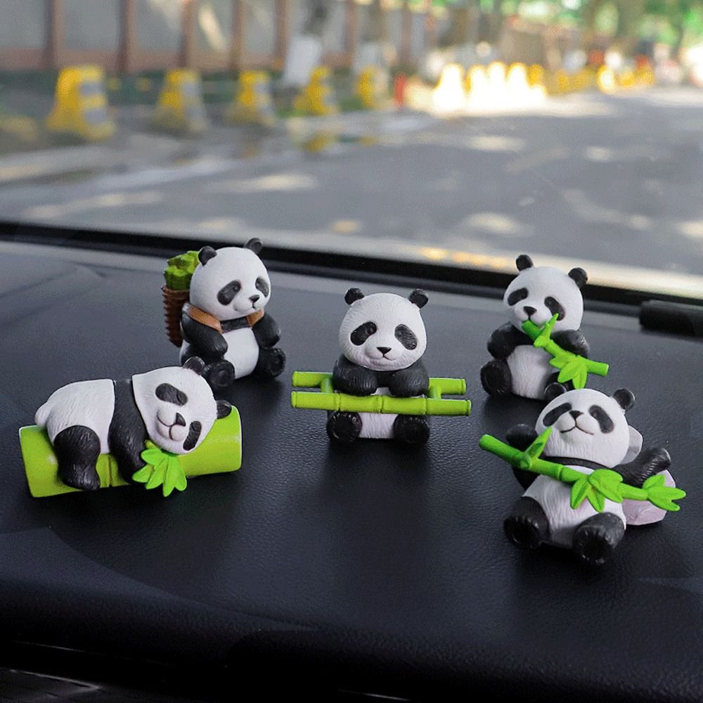 8pcs Resin Panda Ornament Lifelike Panda Statue Garden Decor Animal Statues  Car Ornaments
