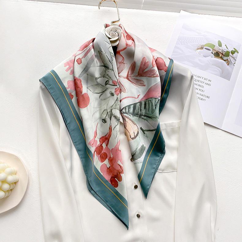 High-End Retro Korean-Style Silk Square Scarf: Versatile Fashion Accessory for Women