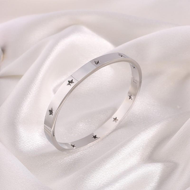 Starry Sky Silver Titanium Steel Bracelet for Women - High-End, Versatile, Full Diamond, Non-Fading Fashion Accessory