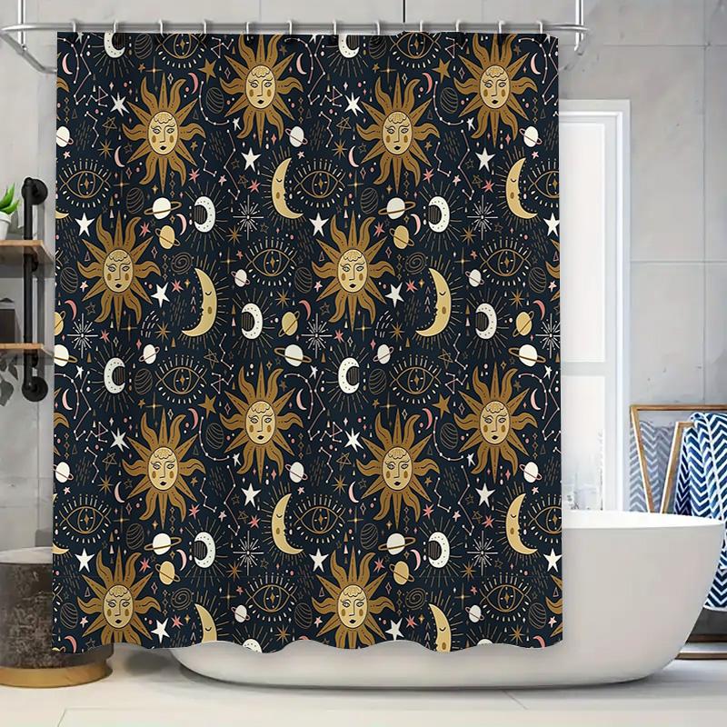 

Boho Shower Curtain Celestial Decor Moon Stars Witchy Aesthetic Tapestry Bathroom Set Vintage Mystical Home Decor Wall Hanging W60H190(CM)-1 Pcs